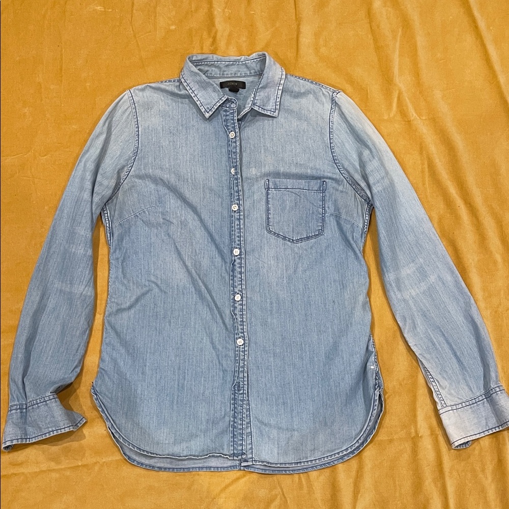 J. Crew Light Blue Denim Button Down Shirt - Picture 2 of 10